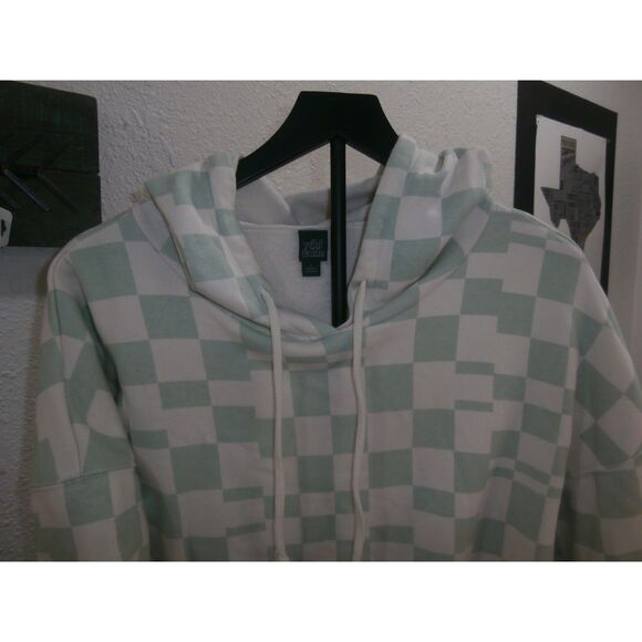 Wild Fable Soft Jade Checked Sweatshirt Pullover Hoodie Size L - Picture 1 of 5